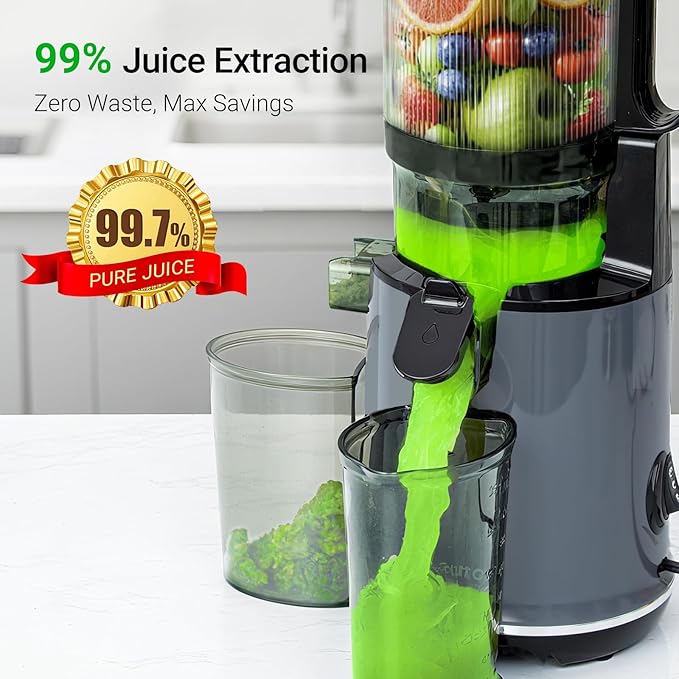 Juicer Machines, 5.8" Extra Wide Mouth, Aeitto Cold Press Juicer, Easy to Clean, Fit Whole Vegetables & Fruits, Professional Juice Extractor Machine,Self Feeding, High Juice Yield