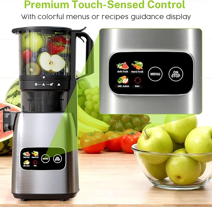 Kndko Cold Press Juicer, Premium Juicer Machines with 5.4" Extra Wide Feed Chute Juice Extractor Machine, High Juice Yield Slow Masticating juicer for Whole Vegetables & Fruits