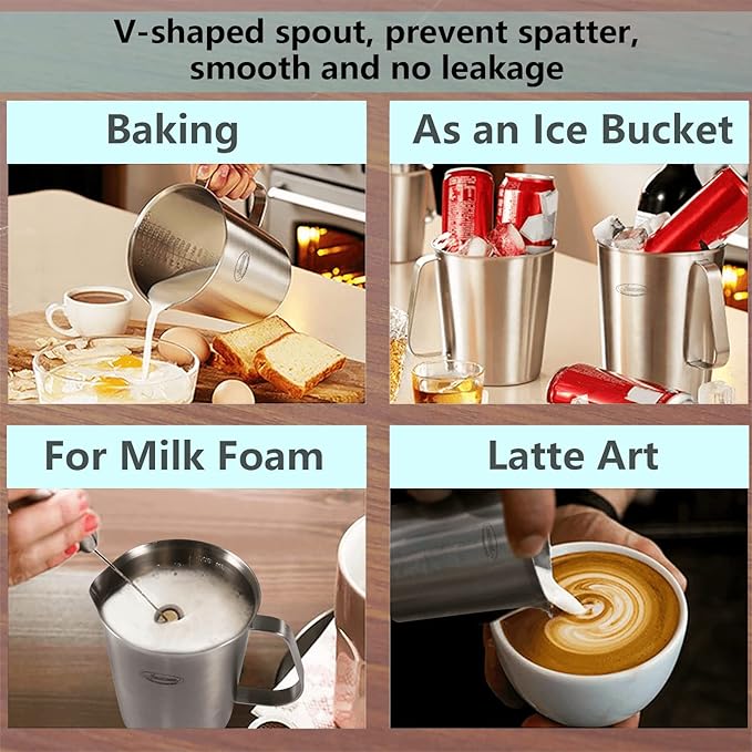 Measuring Cup, [Upgraded, 3 Measurement Scales, Including Cup Scale, ML Scale, Ounce Scale], Newness Stainless Steel Measuring Cup with Marking with Handle, 64 Ounces (2.0 Liter, 8 Cup)