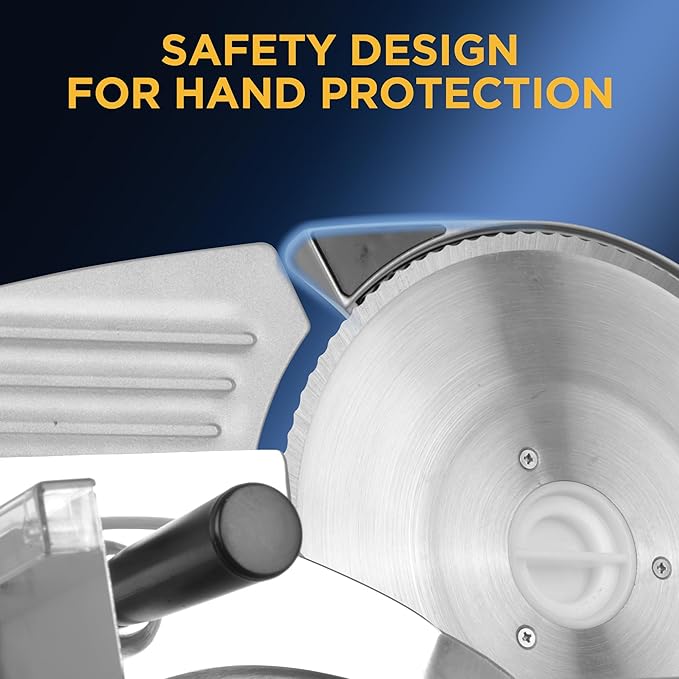 Meat Slicer, Electric Deli Meat Slicer with 8.7" Stainless Steel Blade, Adjustable Thickness slicers for Home Use, Easy to Clean, Cuts Meat, Bread, Cheese and Deli, Silver