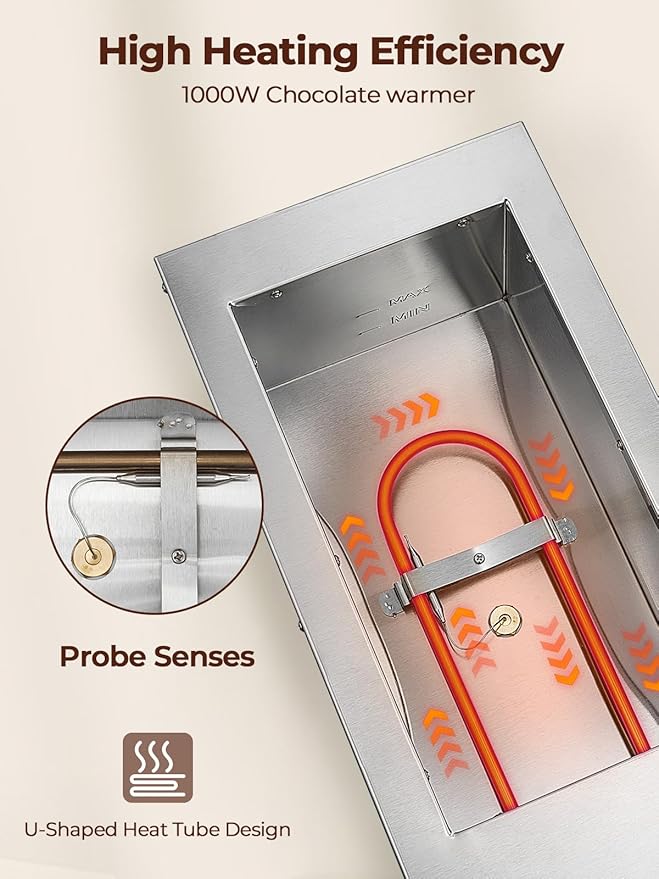 Chocolate Tempering Machine, 9LBS Chocolate Melting Pot, 86~185℉ Chocolate Warmer, 1000w Commercial Chocolate Melting Machine, Stainless Steel Electric Commercial Food Warmer For Milk Coffee Cheese