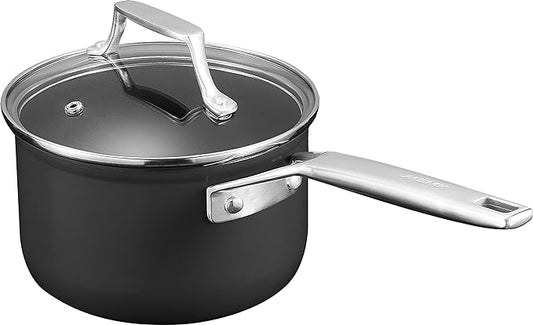 MSMK 1.5 Quart Saucepan with lid, Burnt also Non stick, Induction, Scratch-resistant, Small Cooking Pot
