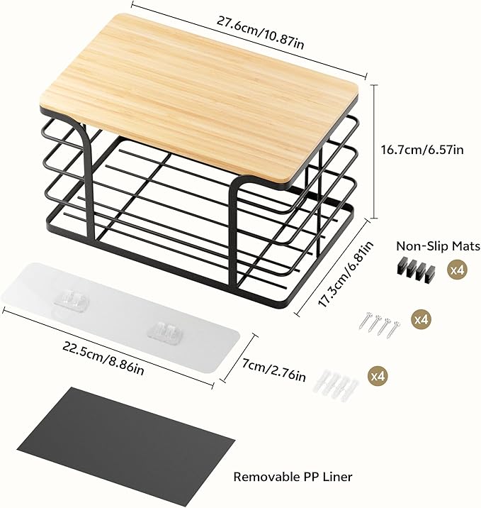 Potato and Onion Storage Bin,Kitchen Organizers Pantry Bin with Bamboo Top for Onion,Potato,Fruits,Vegetable,Produce Storage, Black