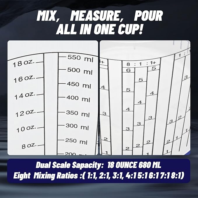 15 PACK Paint Mixing Cups by KEHE REFINISH,10 oz (300ml),Disposable or Reusable Plastic Measuring Cups with Lids for Liquids, Paints, Resin, Epoxy, Art,Ratios 1:1,2:1, 3:1, 4:1,5:1,6:1,7:1,8:1
