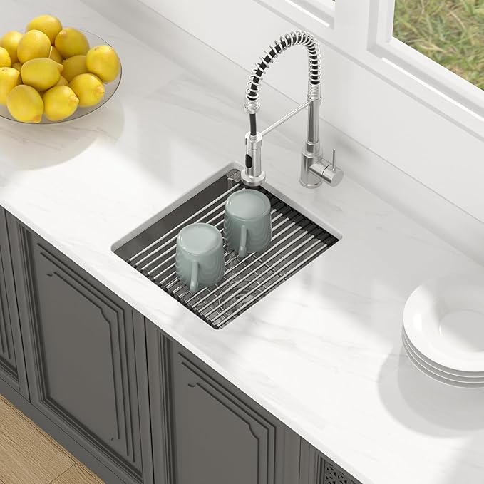 Lordear Undermount RV Kitchen Sink 13x15 Inch Bar Prep Sink 16 Gauge Stainless Steel Workstation Sink 13” With Cutting Board Small Kitchen Sink