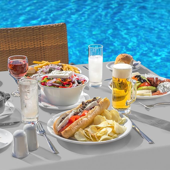 homing Rectangle Vinyl Tablecloth, Waterproof Spillproof Plastic Flannel Backed Table Cloth, Wipe Clean Table Cover for Dining, Buffet Parties and Camping (Light Grey, 60" x 120")