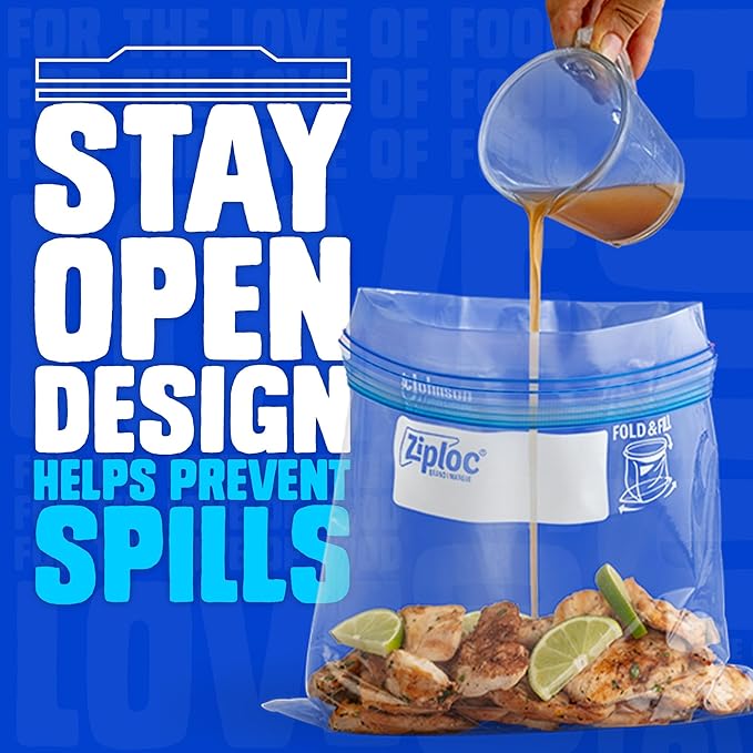 Ziploc Gallon Food Storage Freezer Bags, Stay Open Design, Easy to Fill, 16 count