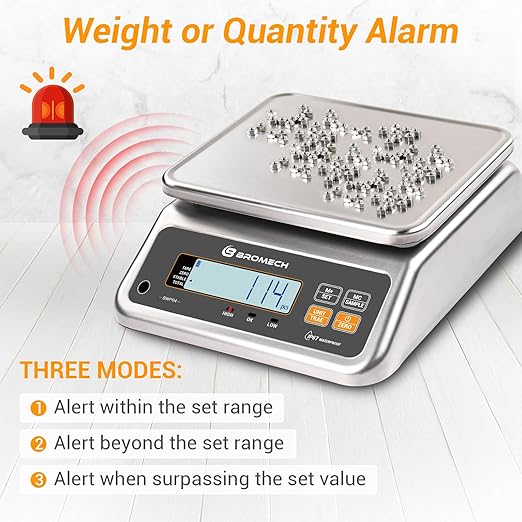 Food Scale Pound and Ounce, Rechargable, Commercial Grade, Stainless Steel Platform, for Meat Shop, Deli, Produce Market (66lb)