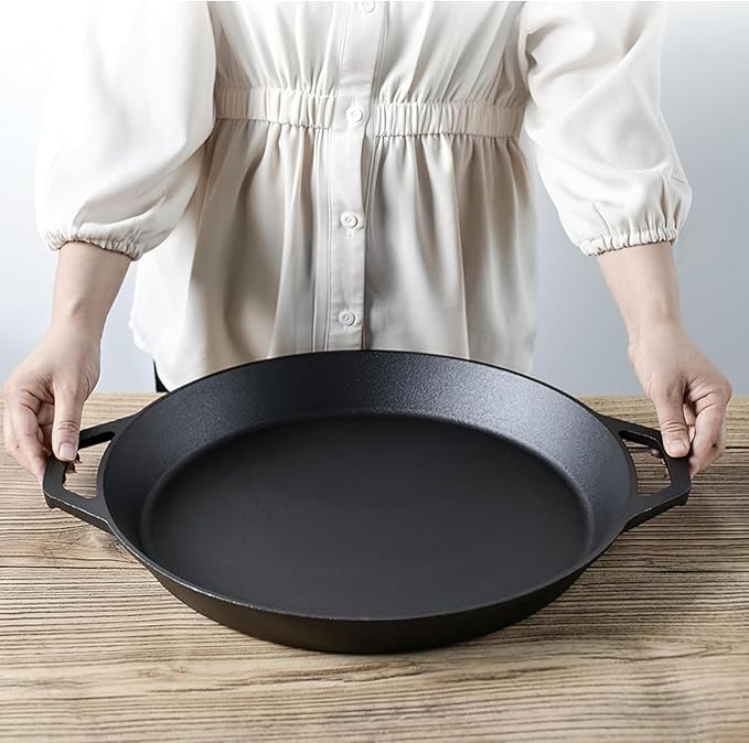 Cast Iron Skillet Pan, 18 inch, Double Handle, Non-Stick Surface, Deep Frying and Baking Pan
