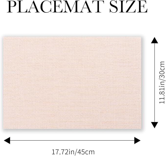 BACKTOEDEN Placemats Set of 8 Heat Resistant Washable Wipeable Placemat Woven Non-Slip Foldable Vinyl/Plastic Place Mats Indoor/Outdoor Mat Kitchen Dining Table Pad, Bright Silk Pink