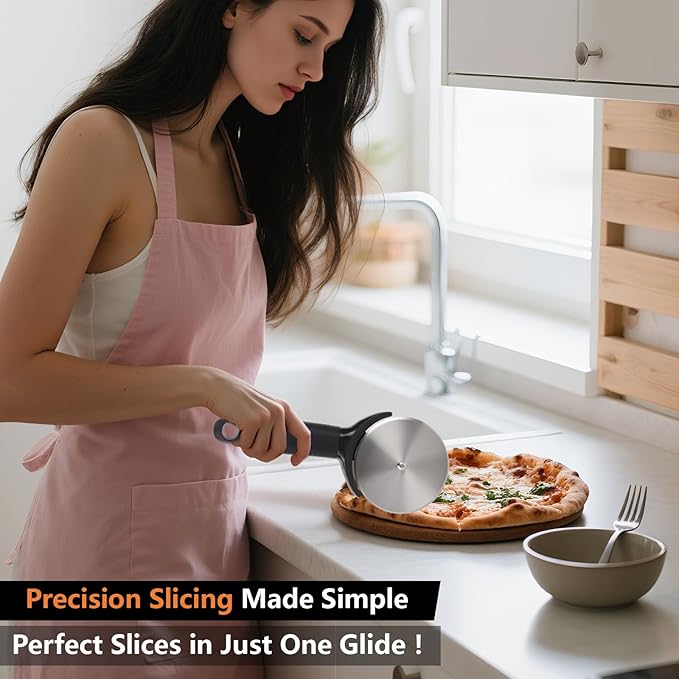 Pizza Cutter, Stainless Steel Pizza Cutter Wheel With Slicer, Sharp Funny Classic Cutters Pizza Slicer with Handle for Pizza Lovers