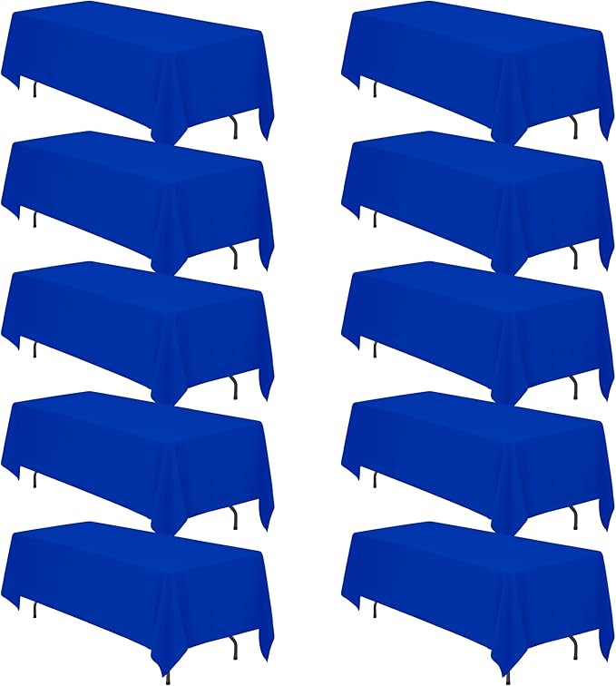 BRILLMAX 10 Pack Royal Blue Tablecloths 70 x 120 Inch for 6ft or 8ft Rectangle Tables - Rectangular Bulk Linen Polyester Fabric Washable Cloth Cover for Wedding Reception Banquet Birthday Party