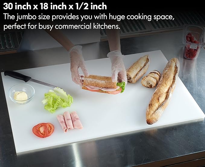 CURTA Cutting Boards for Kitchen, 30" x 18" x 0.5" Red Color Coded Plastic Commercial Chopping Board with Anti Slip Surface Dishwasher Safe