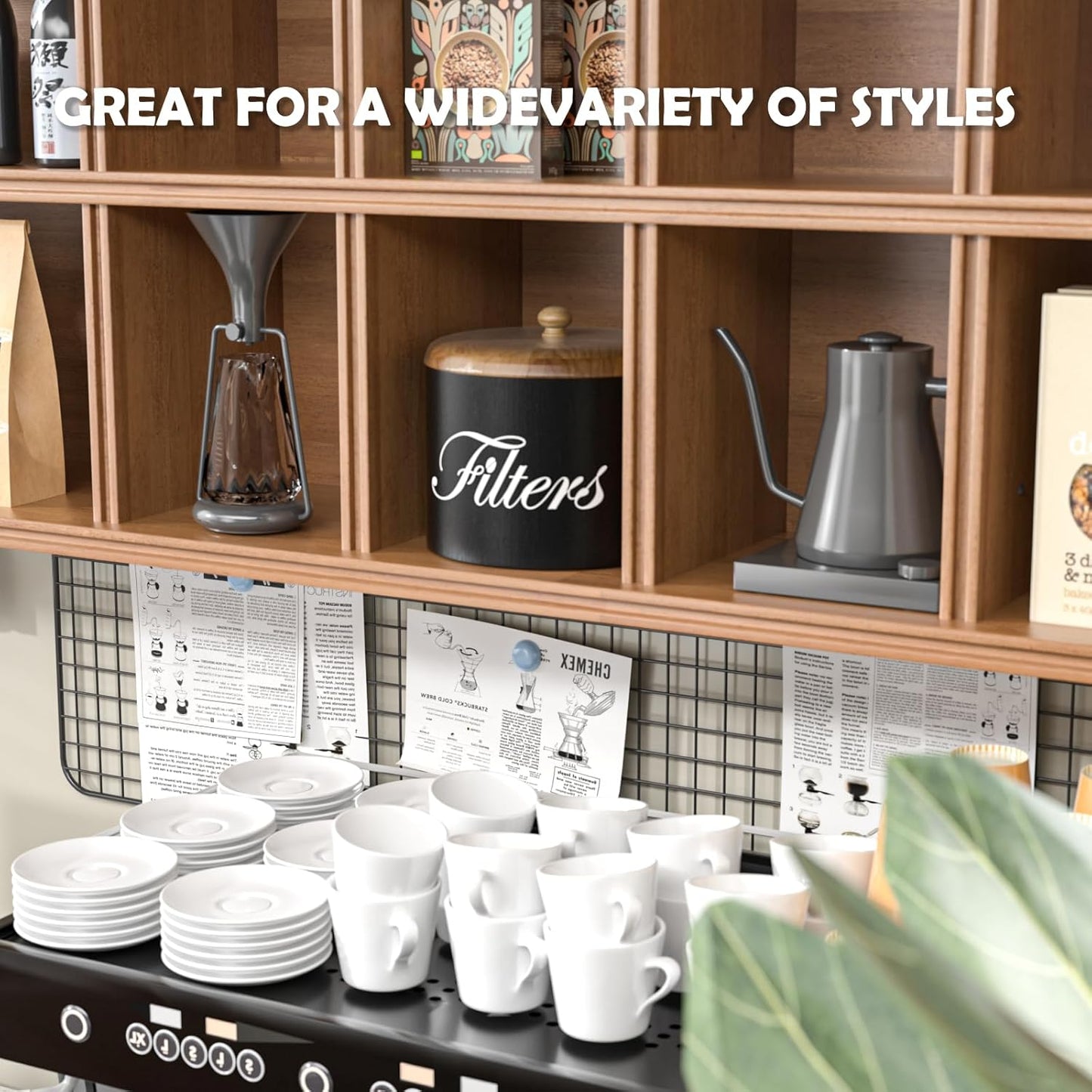 Wooden Coffee Filter Holder with Lid - Round Storage Container for Counter - Rustic Farmhouse Coffee Bar Accessories (Black)