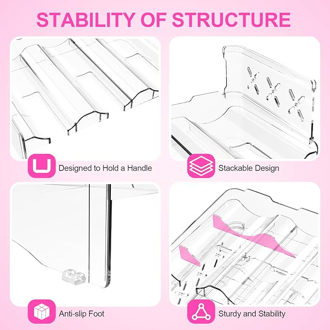 JYPS Water Bottle Tumbler Organizer, Stackable Stanley 40oz with Handle Cup Organizer, Large Water Bottle Holder Stanley Cup Accessories for Cabinet Pantry Kitchen Organizers and Storage(9-Bottle)