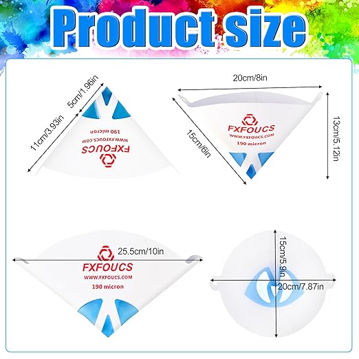 50 Pack of Premium Paint Strainers with 190 Micron Fine Mesh Filters - 3D Printing Ultra-Flow Blue Nylon Cone Strainers for Paint and Fluid Filtration