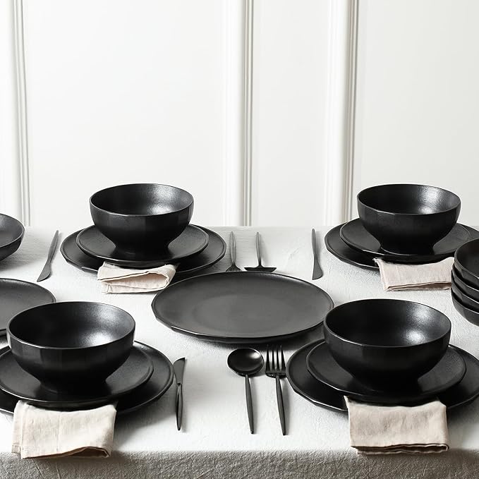 Stone Lain Rio 4-Piece Dinner Plate Set Stoneware, Black