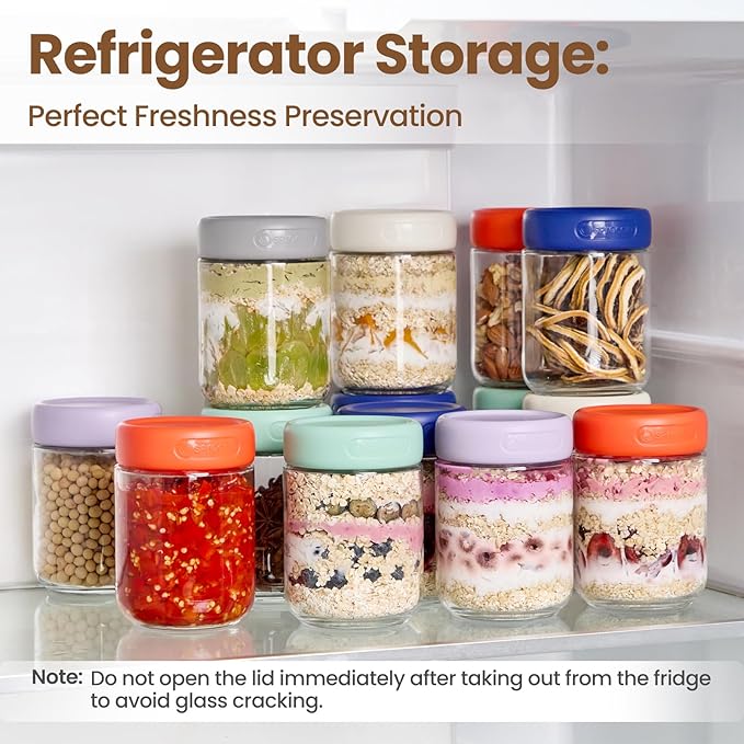 6-Pack 16oz Glass Jars with Airtight Lids,Overnight Oats Containers with Lid,Food Storage Container for Yogurt Chia Pudding Spices Snacks Pickles