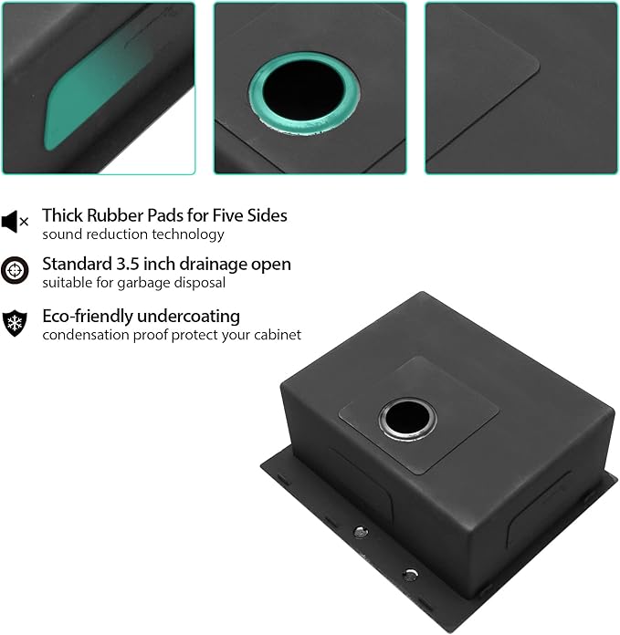 Lordear 25 Drop In Kitchen Sink 25 x 22 inch Gunmetal Black Drop Sink 16 Gauge Stainless Steel Single Bowl Topmount Over Counter Bar Prep Kitchen Sinks Basin