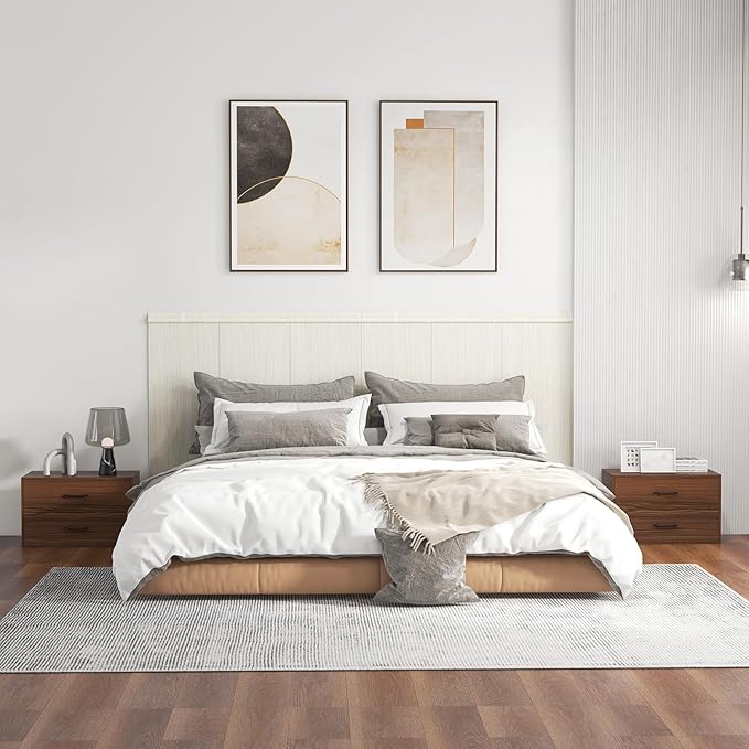 Giantex Stackable 2-Drawer Dressers for Bedroom - Short Dresser Two Drawer Storage Cabinet w/Handles & Anti-Topping Device, Small Dresser Chest of 2 Drawers for Closet Bedroom (2, Walnut)