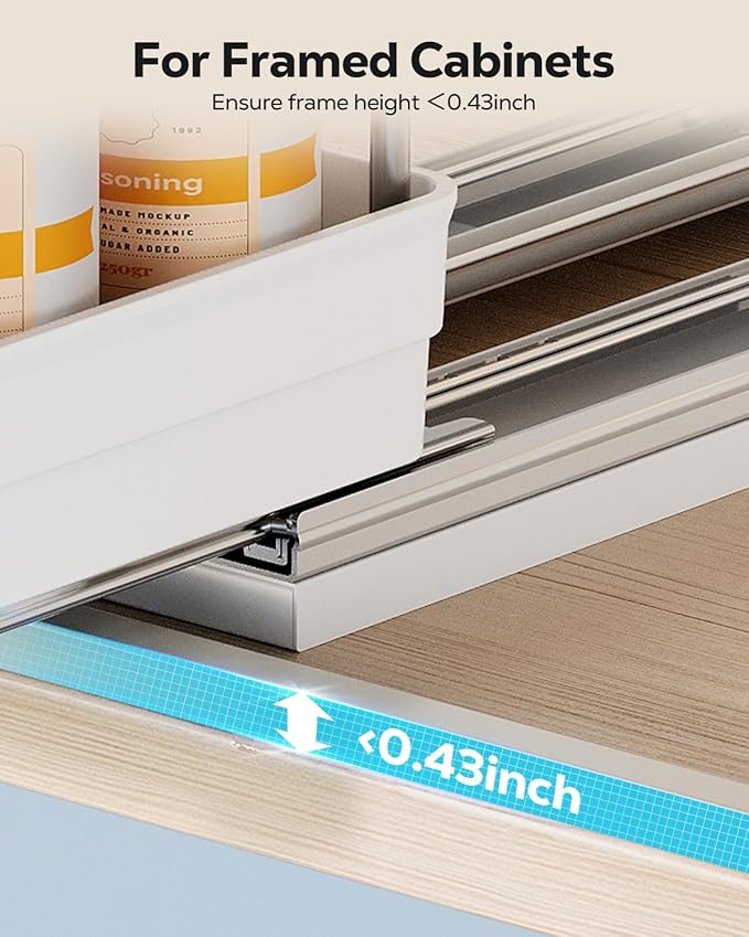 Nieifi Spice Organization for Cabinet-Vertical Spice Rack Pull Out-Spice Rack Organizer for Cabinet-8-1/4 inch Wide-Seasoning Kitchen Organizer-8.26" W x 10.6" D x 8.7" H-1 Pack-2 Tier