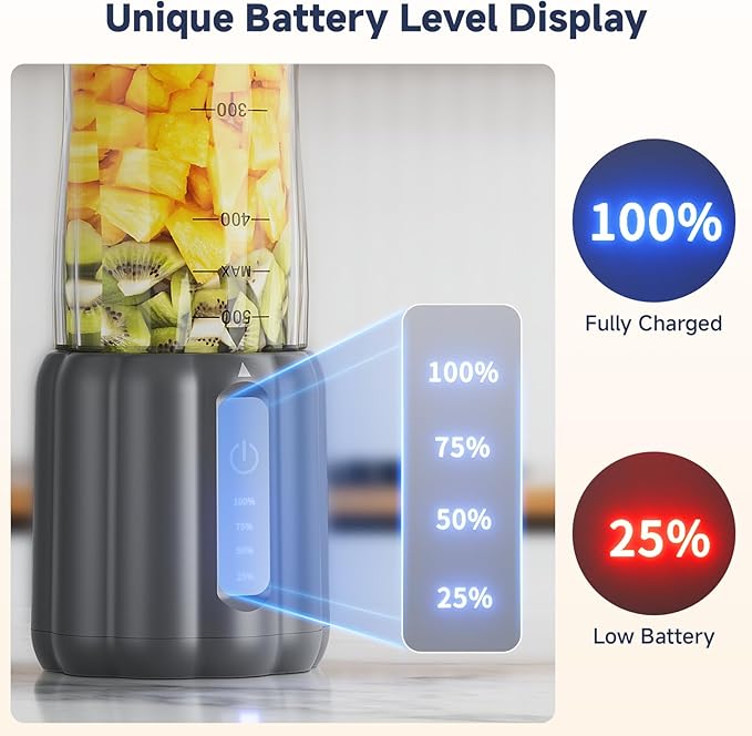 COKUNST 17Oz Portable Blender for Shakes and Smoothies, USB Rechargeable Smoothie Blenders with 6 Blades, Mini Mixer Personal Blender Juicer with Extra Handle Lid for Travel Gym Picnic Office