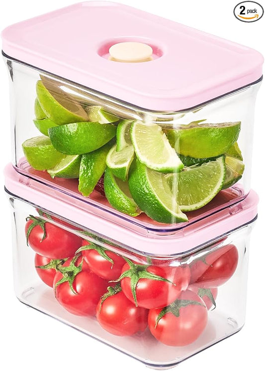 VAKUEN Premium Airtight Food Storage Containers ROSE Rectangular 1.06qt 2P/SET, Patented Double Silicone Lining, 100% Leak Proof, BPA-FREE