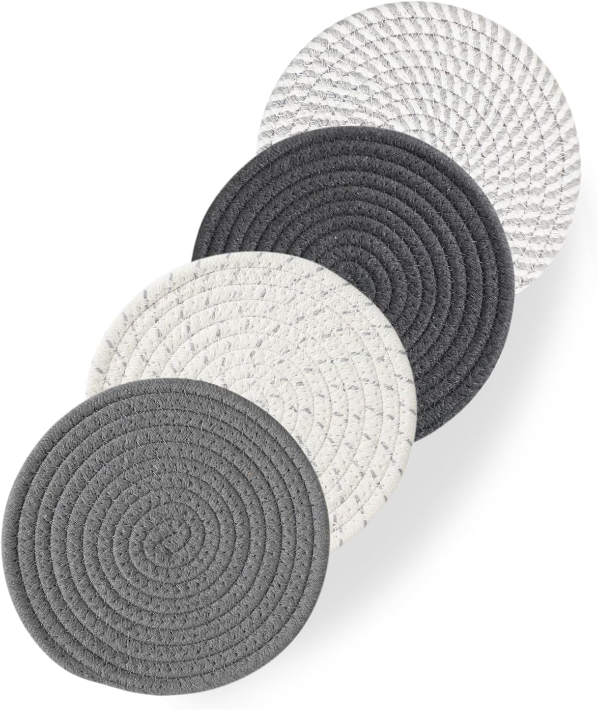 RIOOP Trivets for Hot Dishes, Pots and Pans, 7 Inches Heat Resistant Large Coaster for Kitchen, Anti Stain Hot Pads Plate Mats for Countertops Table Kitchen Essentials Farmhouse Halloween Decor, 4 Pcs