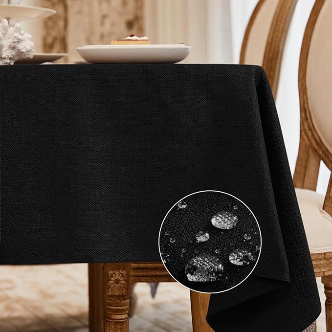 BALCONY & FALCON Rectangle Tablecloth Washable Wrinkle Resistant and Water Proof Table Cloth Decorative Linen Fabric Tablecloths for Dining Parties Kitchen Wedding Outdoor Use (Graphite Black, 57x118)