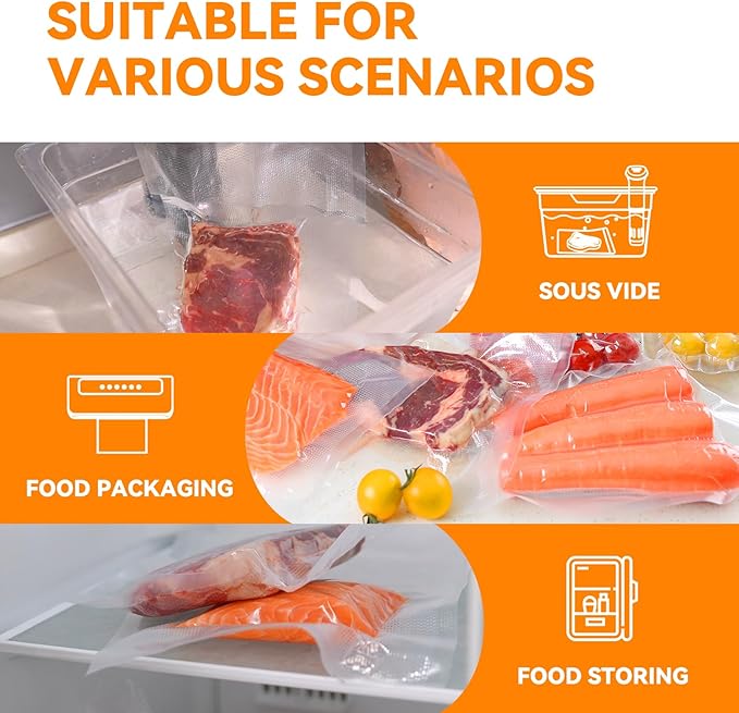 [2024 New] 6" x 10", 8" x 12" and 11" x 16" Precut Bags, 150 Count, Vacuum Sealer Bags for Food, Great for Food Storage, Sous Vide and Meal Prep, Wevac Lite