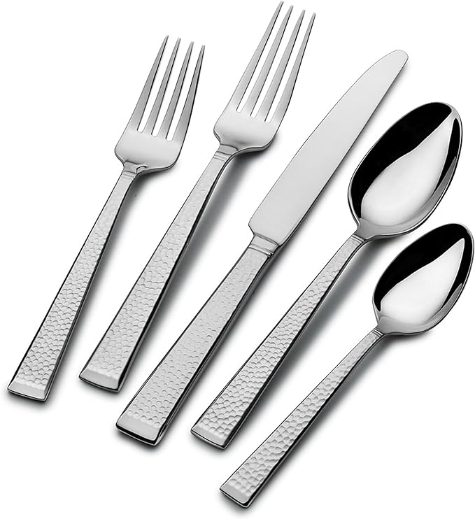 Mikasa Kyler Flatware Set for 12, 65 Piece 18/10 Stainless Steel Silverware with Modern Design and Serving Utensils, Durable, Stylish Dinnerware Service