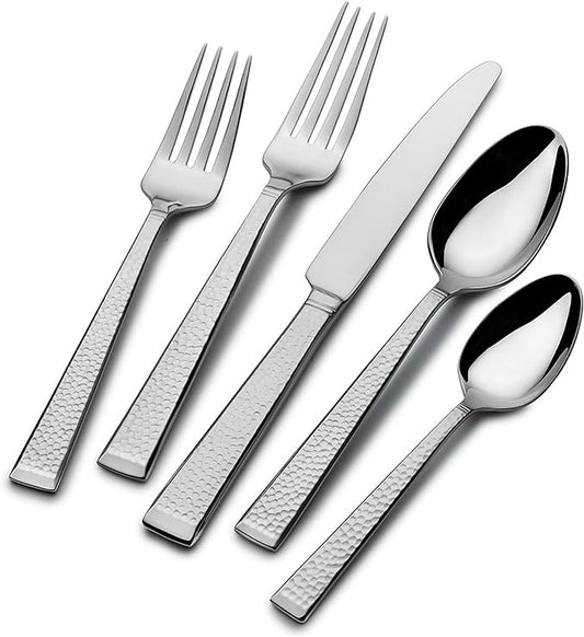 Mikasa Kyler Flatware Set for 12, 65 Piece 18/10 Stainless Steel Silverware with Modern Design and Serving Utensils, Durable, Stylish Dinnerware Service