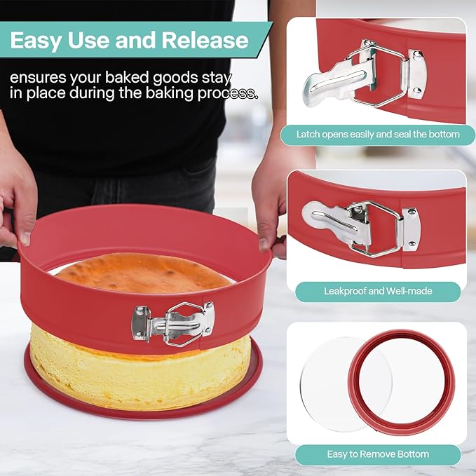 10In Glass Bottom Springform Pan,10 inch Nonstick Cheesecake Pan with Silicone Seal for Easy Release, Leak-Proof, Great Gift for Baking Lovers