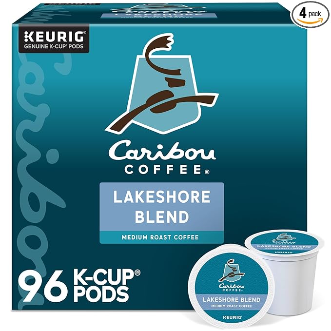 Caribou Coffee Lakeshore Blend Keurig Single-Serve K-Cup Pods, Medium Roast, 24 Count (Pack of 4)