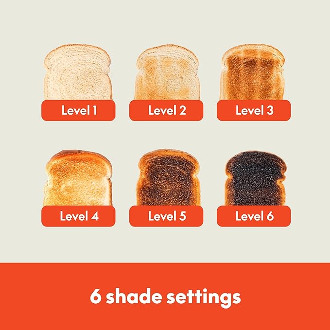 bella 4 Slice Slim Toaster, Fits-anywhere™ Kitchenware, 6 Setting Shade Control with Reheat & Cancel Buttons, Fits Sourdough, 10” Long Slot, Anti Jam & Auto Shutoff, 900 Watt, Seaglass