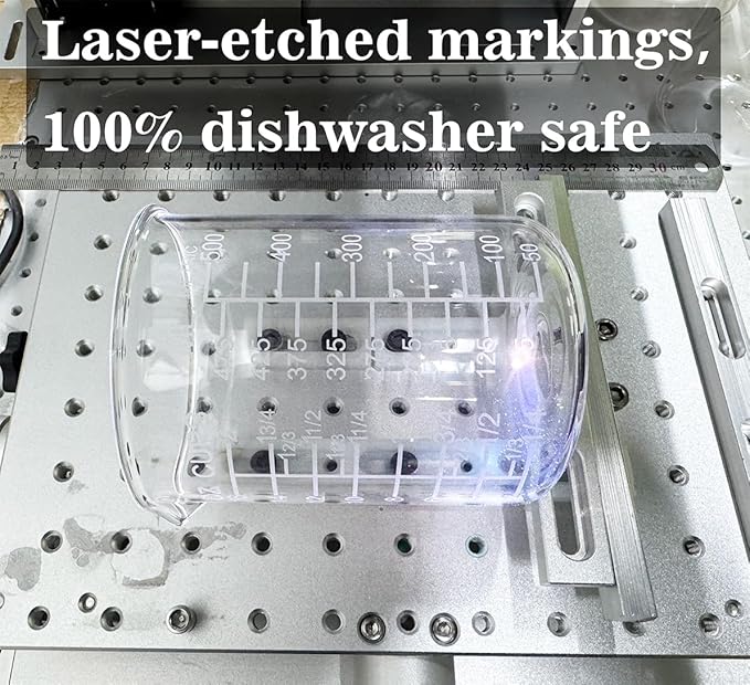 Ackers Etched Graduated Glass Measuring Cup -V-Shaped Spout -High Borosilicate Glass Measuring Cup for Kitchen or Dining, Easy to Read, 500 ML (16 Oz, 2 Cup)