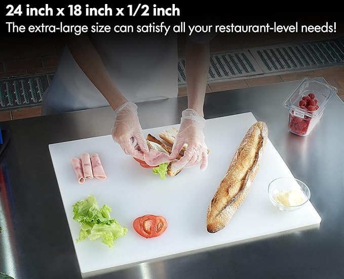 CURTA 2-Pack Green Cutting Boards for Kitchen, 24" x 18" x 0.5" Color Coded Plastic Chopping Board with Anti Slip Surface Dishwasher Safe