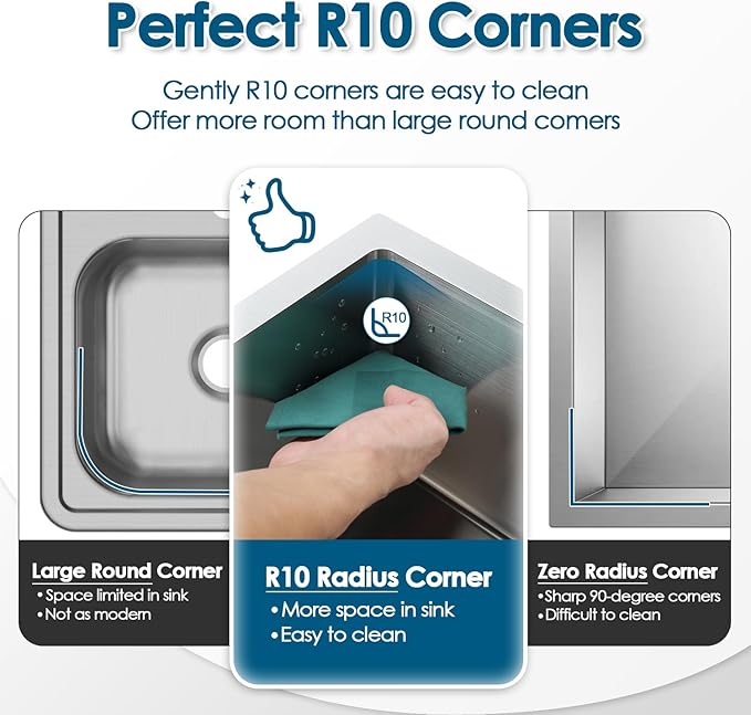 ROVOGO 25x22x8.7 in. Drop-in Kitchen Sink Single Bowl with Rear Drain, 18 Gauge Stainless Steel Handmade Top Mount Sink with 2-Hole, Brushed