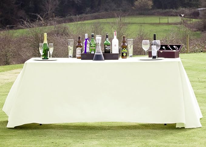 LTC LINENS 90132-010102 Tablecloth, 90" x 132", Ivory