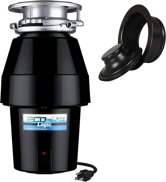 Eco Logic EL-7-DS-OR 7 Designer Series Food Waste Disposer with Oil Rubbed Bronze Sink Flange, 1/2 HP