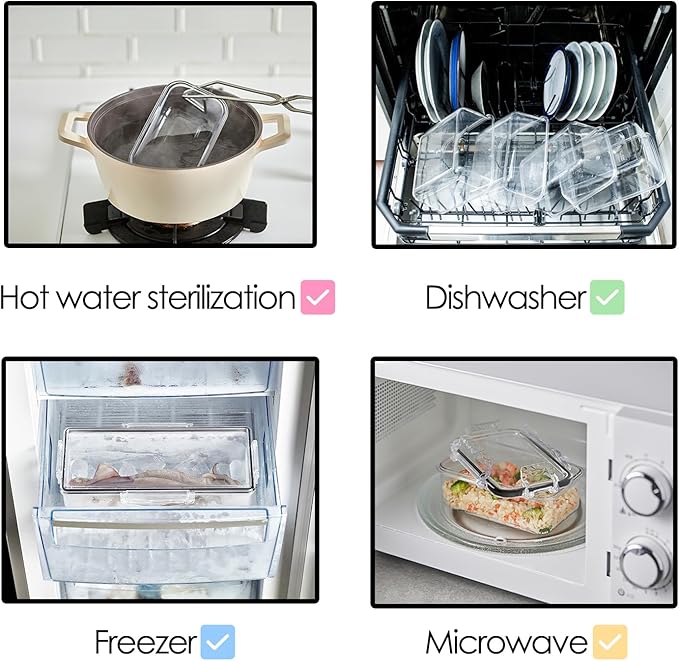 Airtight Food Storage Containers(40.6 oz) 100% Tritan BPA-Free Vegetable Organizer Boxes | Microwave & Freezer Safe Food Containers with Lids | Leak-Proof Lids