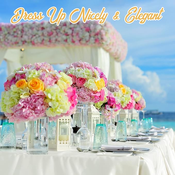 BRILLMAX 6 Pack Ivory Tablecloths for 8 Foot Rectangle Tables 90 x 156 Inch - 8ft Rectangular Bulk Linen Polyester Fabric Washable Cloth Cover for Wedding Reception Banquet Birthday Party