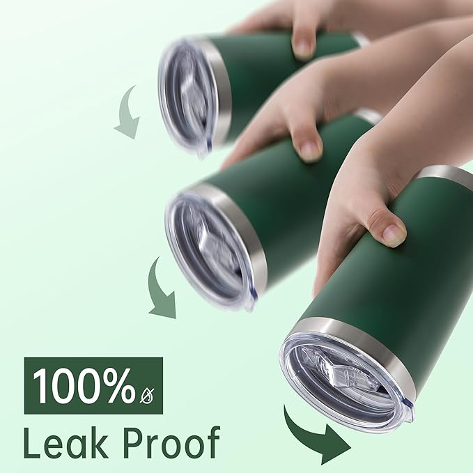 20 oz Tumbler Stainless Steel Tumblers with Lid Double Wall Vacuum Insulated Coffee Mug 20oz Powder Coated Cup for Hot and Cold Drinks, Dark Green, 1 pack