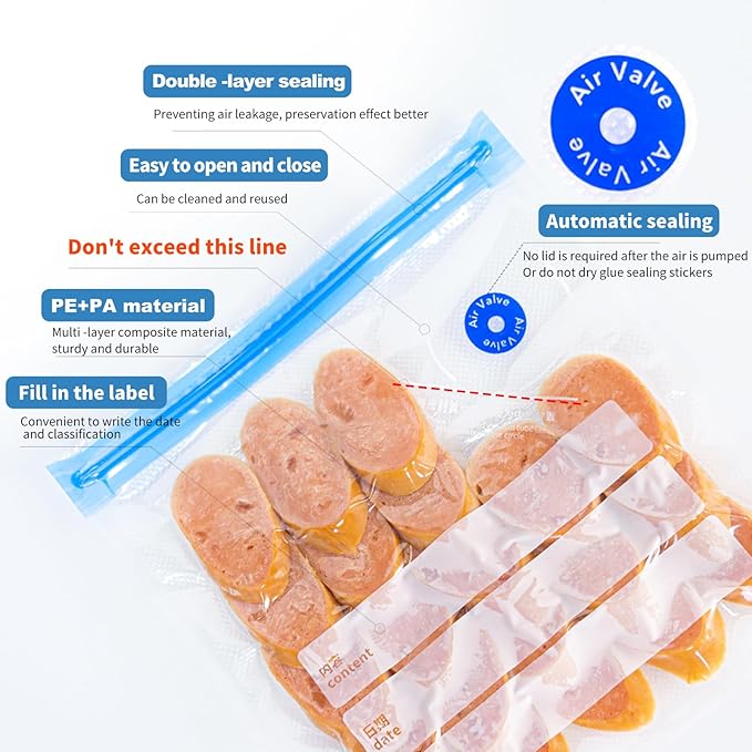 Sous Vide Bags, 30 PCS 10"X13.5" Reusable Vacuum Seal Bags for Food,Vacuum Zipper Sealer Bag for Sous Vide Cooking,Freezer Safe,Microwave Heating and Food Storage
