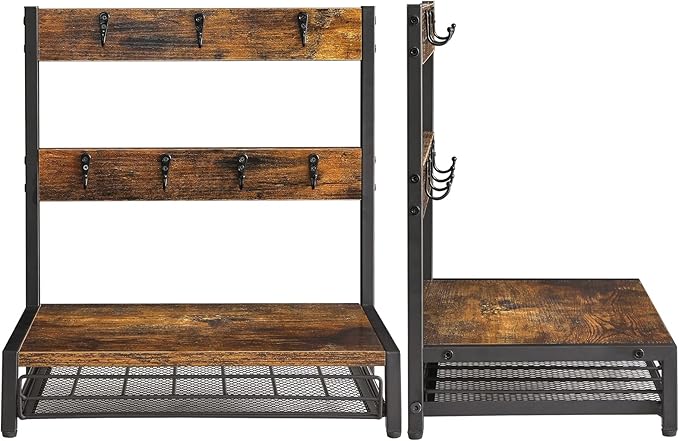 IBUYKE Coffee Pod Drawer, Rustic Coffee Mug Holder for Countertop, 8 Hooks and 35 Capsules Capacity, Coffee Station Organizer with Mug Hooks, Wood Mug Tree Holder for Kitchen Coffee Bar,TCJ003H