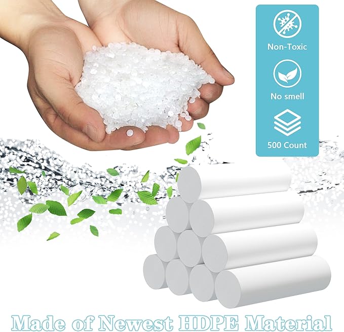 300 Count 8 Gallon Trash Bags, 13 Micron Extra Thick Medium Garbage Bags, 7-9 Gallon Unscented White Wastebasket Can Liners for Bathroom Kitchen Home Office