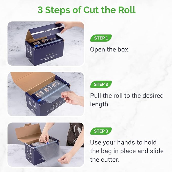 GERYON Vacuum Sealer Bags for Food, 8x120ft Rolls with Slide Cutter for All Vacuum Sealer Machine, BPA-Free, Safe for Food Storage, Meal Prep and Sous Vide