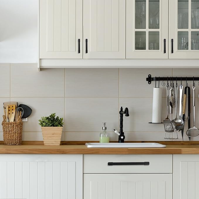 10 Pack Matte Black Cabinet Pulls 10Inch(254mm) Hole Centers Kitchen Cabinet Handles Black Drawer Pulls