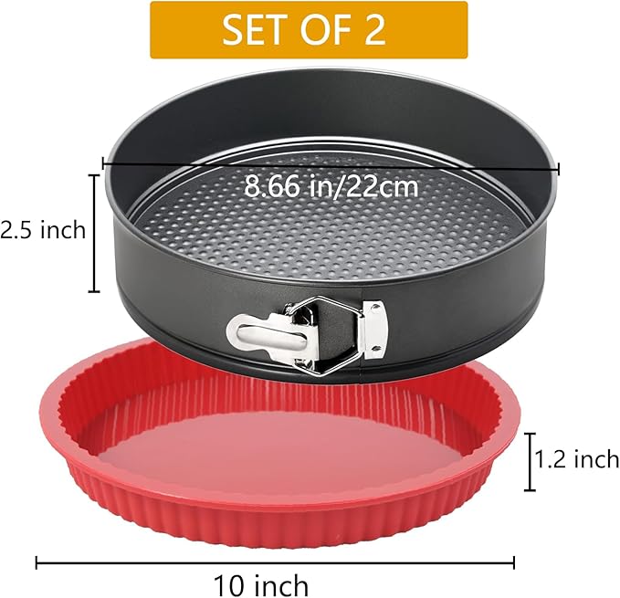 9 Inch Springform Pan Round Cake Baking Pans with Removable Bottom Leakproof Cheesecake Springform Pan Protector 10 Inch Bakeware for Cake, Cheesecakes, Pizza, and Quiches