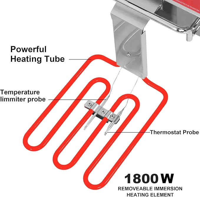 CROSSON ETL Listed 15Lbs Electric Deep Fryer with No-Assembling-Needed Solid Basket,Lid and Height Adjustable Legs for Restaurant Use,120V/1800W Commercial 8L Countertop Deep Fryer